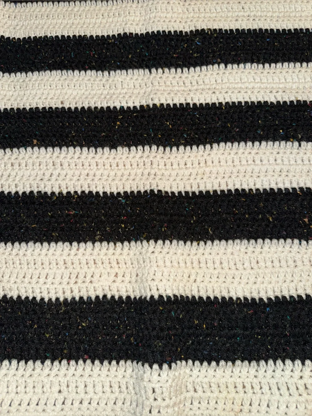 Black and White Striped Crochet baby blanket